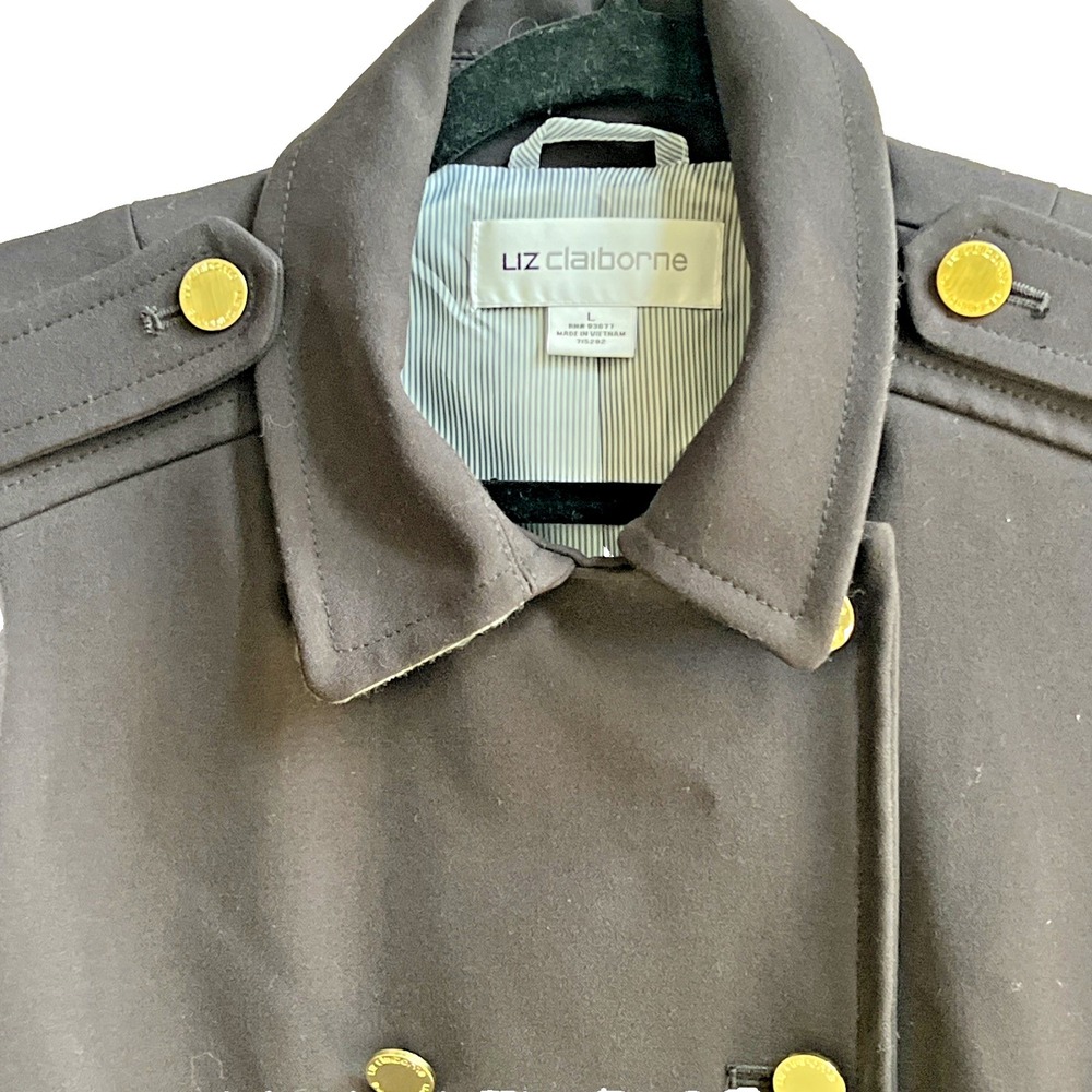 Liz Claiborne‎ Womens Button Down Military Style Dress Coat - Navy - Size L - Picture 2 of 9